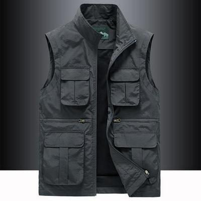 Men's Plus Size Quick-Dry Multi-Pocket Work Vest with Customizable Logo