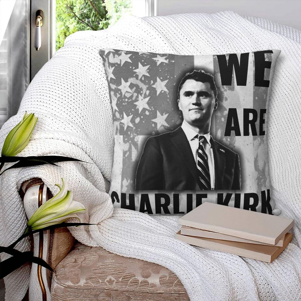 We Are Charlie Kirk Square Pillowcase Polyester Linen Velvet Pattern Zip Decor Pillow Case Car Cushion Cover