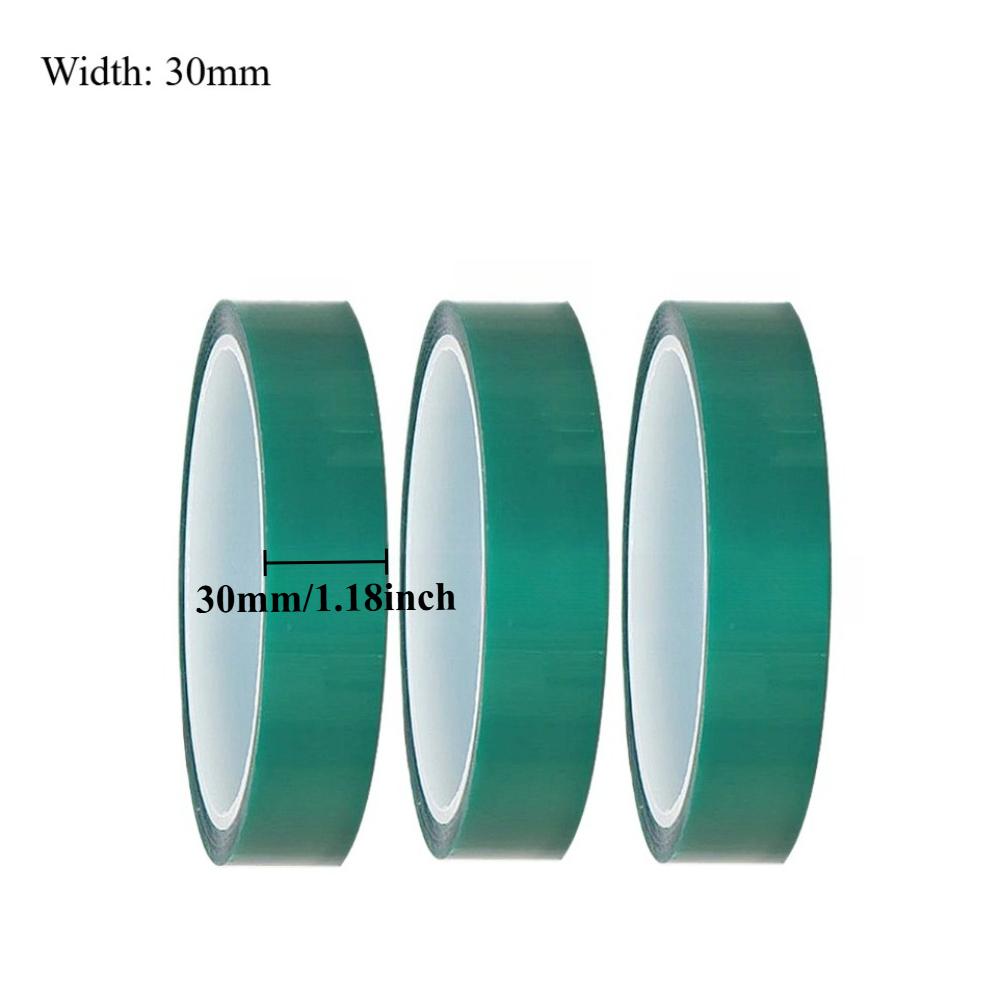 3 Rolls Green PET Film Tape Multiple Widths Heat-Resistant Masking Shielding PCB Solder Plating Insulation Protection Tape