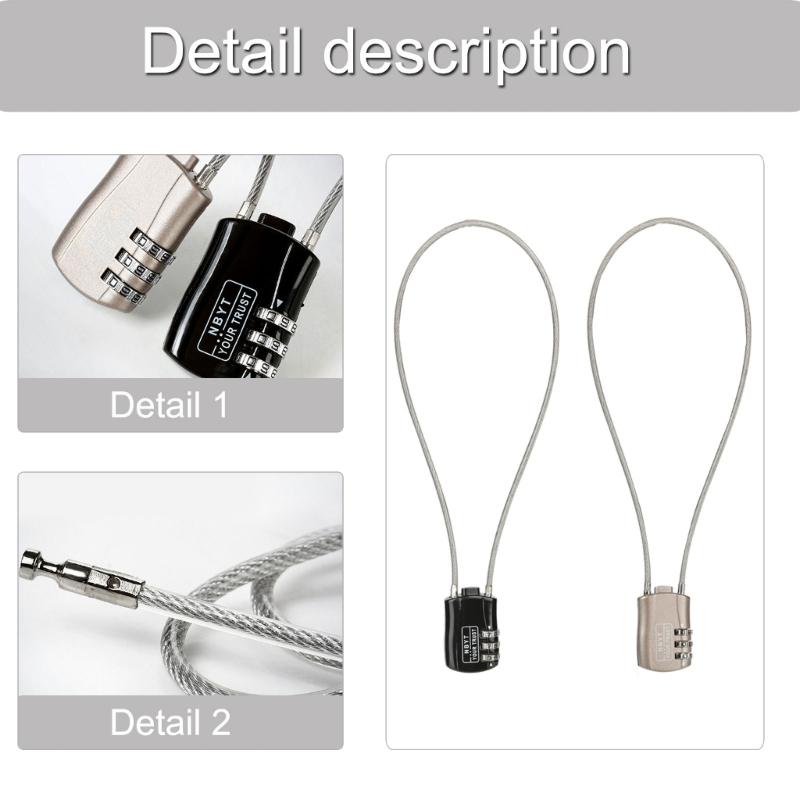 Motorcycle Helmets Lock, Combination Passwords Lock Cable Padlock Cable Lock for Cycling Helmets Travel Luggage Security