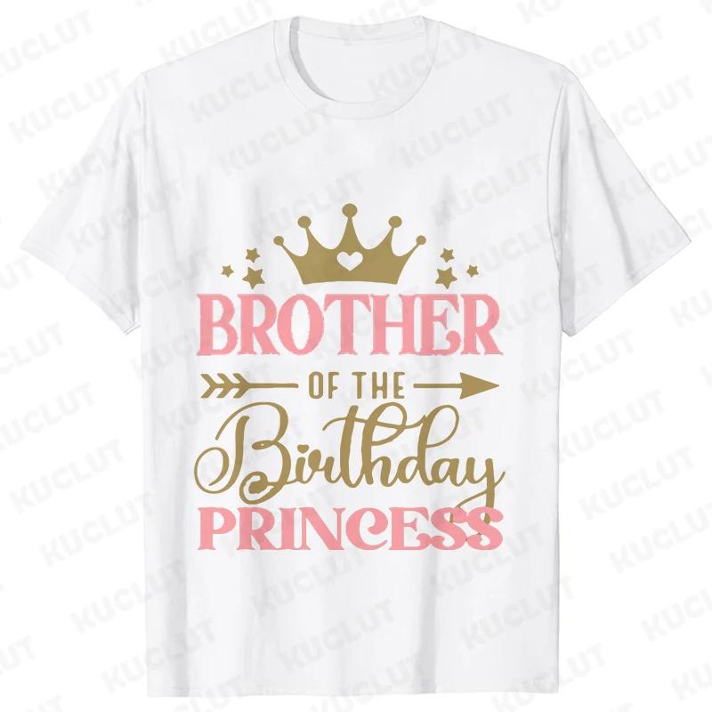Fashion Birthday Princess Girls Party T-shirt Family Gathering Matching Sibling Tees Kids Adult Clothing Crown Graphic Y2k Tops