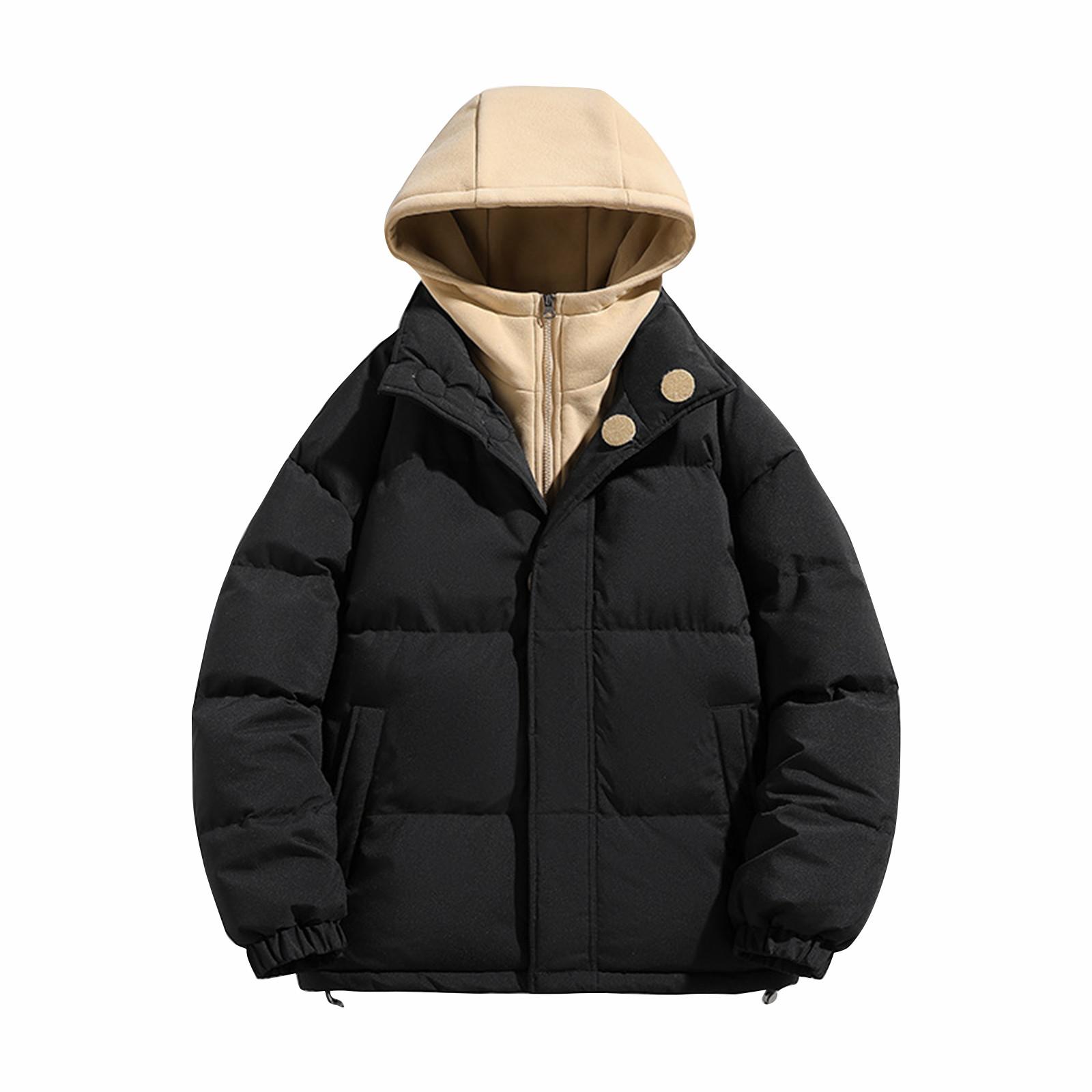 

Зимняя теплая повседневная куртка с капюшоном, имитация двухкомпонентного кардигана, хлопковая куртка XL чёрный