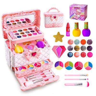 Make-up Spielzeug für Mädchen Prinzessin Koffer Box Spielen Ungiftiger Nagellack Lippenstift Schönheit Mode Kinder 3 Jahre Geburtstagsgeschenke