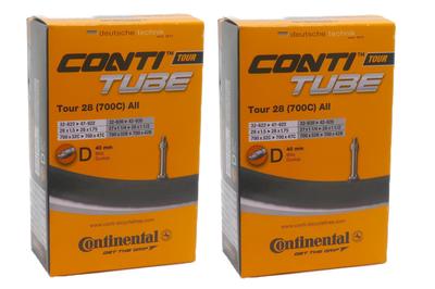Set of Two Continental Tour 28 All-Turbo Tubes, 700x32/47c (32-622/47-622), 40mm British Valves [Imported]