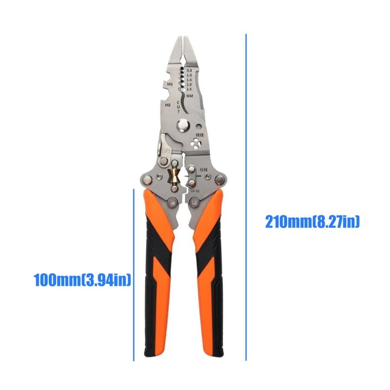 Wire Crimping and Cutting Pliers, Manual Stripper Tool with Grip Head, Fold Lock Storage and Controlled Handling for Repair Work Use