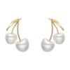 French Style Cherries Pearls Earrings Unique Cream Cherries Pearls Earrings For Sensitive Skin Daily Wear Special Occasions
