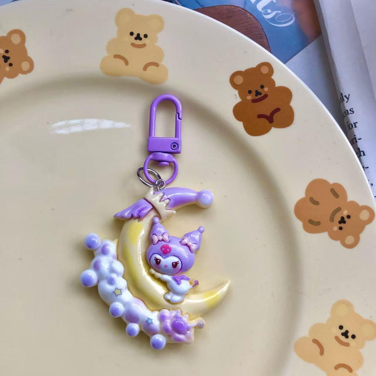 Sanrio Cartoon Moon Resin Keychain Pendant - Cute Girly Bag Charm Gift