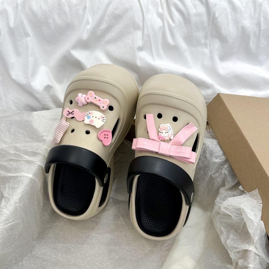 Wear Seaside Casual Bag Head Cool Slippers Women's Non-slip Beach Heightening Thick-soled Hole Shoes 2025 Summer and Autumn New Models