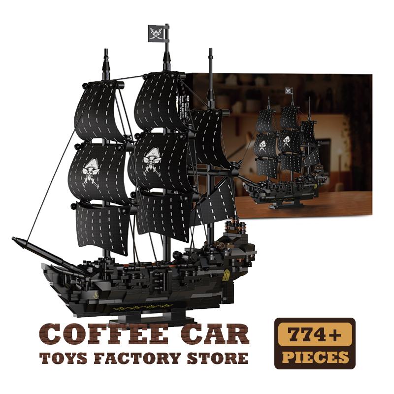 Ungiftige Segelschiff Moc Bausteine Puzzle Spielzeug Piratenschiff Modellbausatz Schwarze Segelboot Bausteine Mit Basis DIY Dekoration Kinder Erwachsenen Geschenk