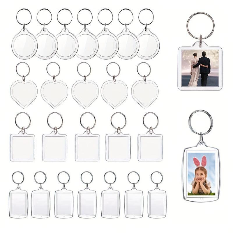 10Pc Acrylic Photo Frame Keychain Clear Picture Insert Blank Keyrings For Double-Sided Photos Diy Supplies