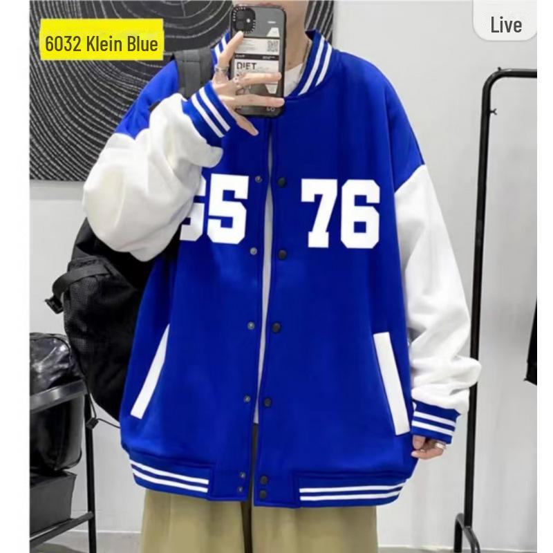 Men's Color-Block Print Baseball Jacket for Students