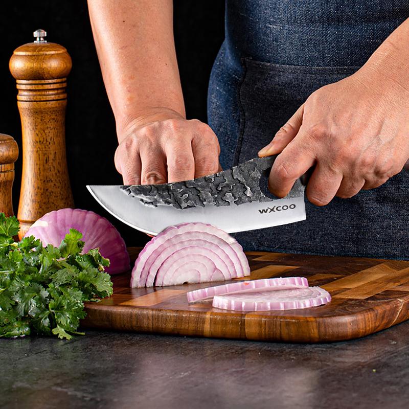 Stainless Steel Chef's Knife Boning Knife Butcher's Meat Cleaver Hand-forged Hammered Kitchen Knives Fruit Slicing Knife