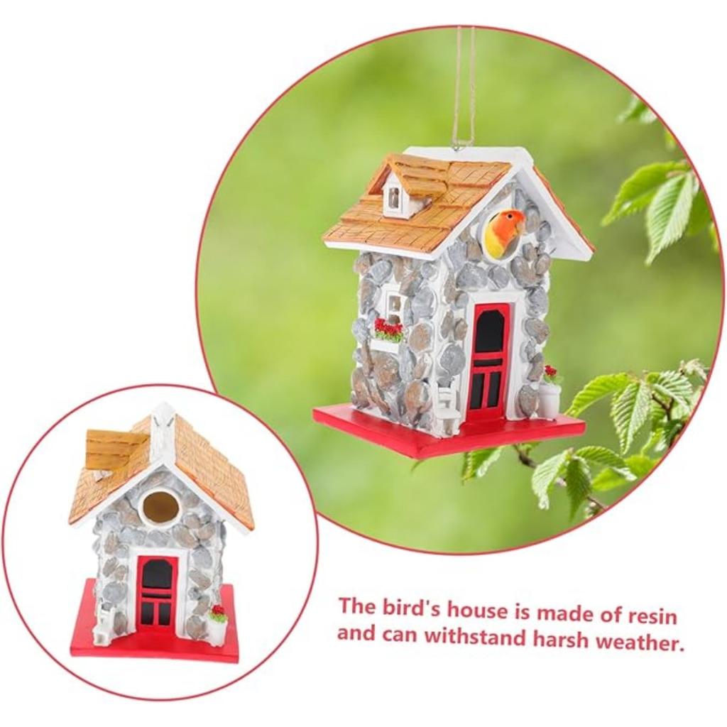 Stabiles Harz-Vogelhaus für Außendekoration Wetter Gartenvogelnest mit stilvollem Design Vogelnestdekoration für Hinterhof und Garten