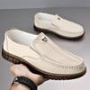 Fashion British Platform Non-slip Men's Loafers Spring Autumn Soft-soled Casual Driving Shoes Designer Solid Color Men Cow Leather Shoes