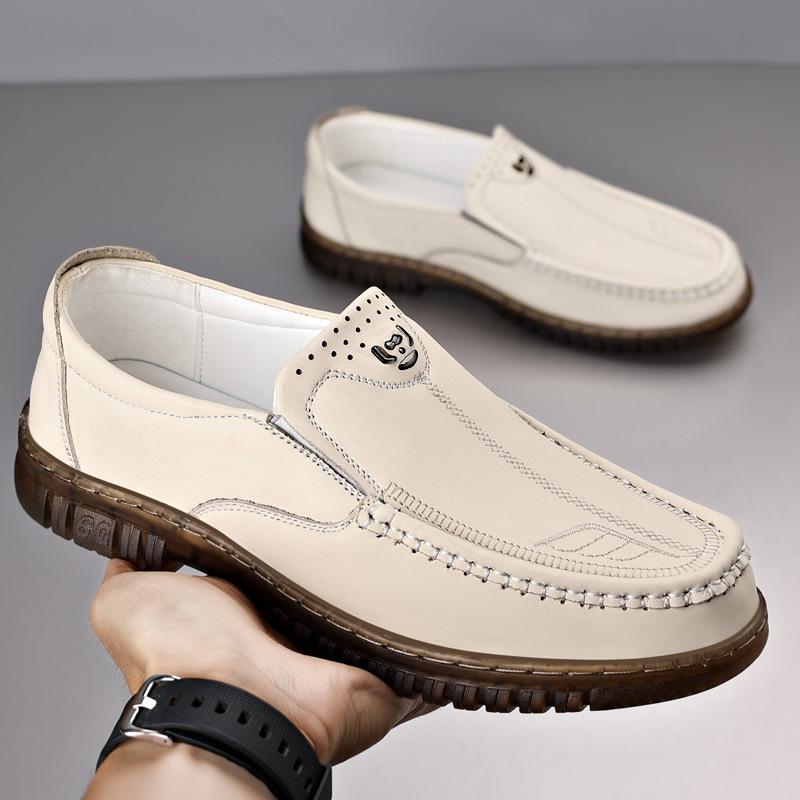 Fashion British Platform Non-slip Men's Loafers Spring Autumn Soft-soled Casual Driving Shoes Designer Solid Color Men Cow Leather Shoes