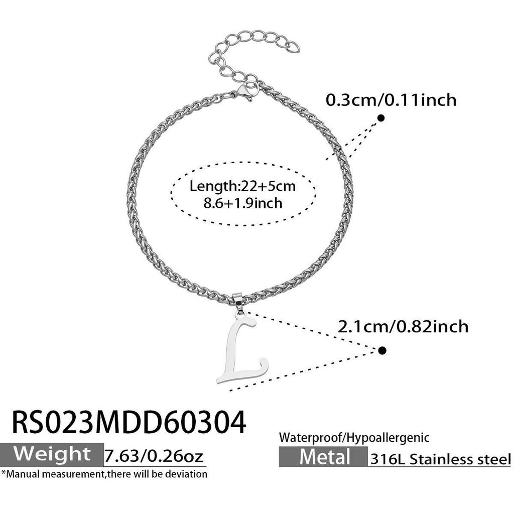 26-Letter Pendant Anklet: Stainless Steel Simple Design Foot Jewelry