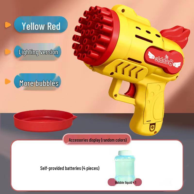 Cross 29-Hole Airplane Bubble Machine Kids' Toy - Multi-Hole Gatling Bubble Gun with Lights