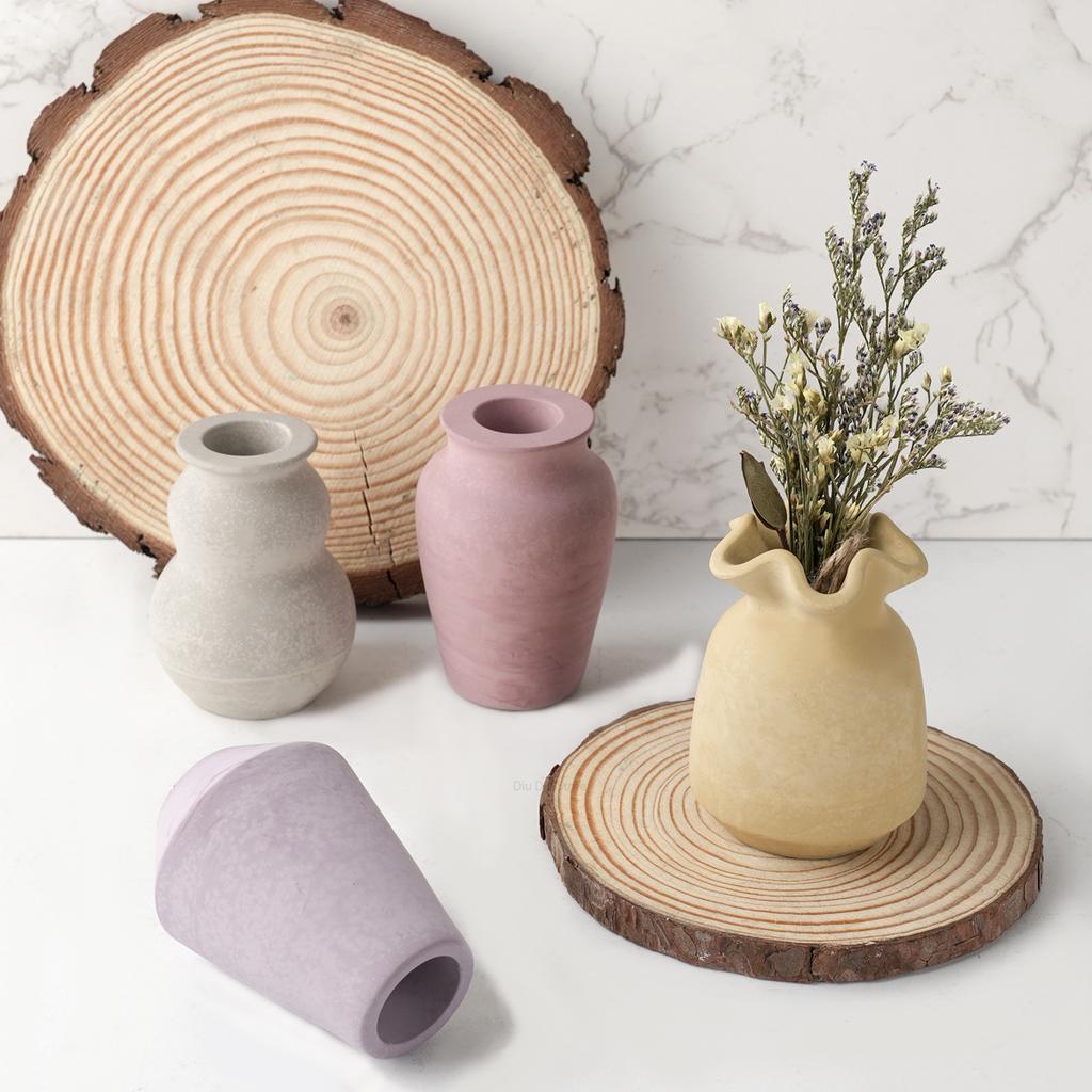 New Round Mouth Vase Silicone Mold DIY Concrete Candle Holder Flowerpot Resin Molds Candlestick Ornament Making Craft Gifts