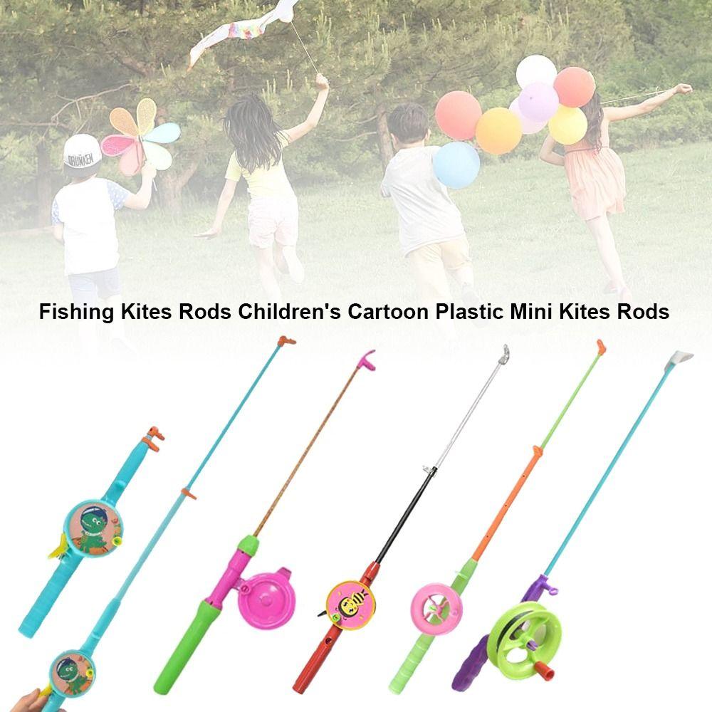38cm/58cm/80cm Children Fishing Kites Rods Stretchable Cartoon Mini Kites Rods Diverse Styles with 50meters Line Fishing Rods