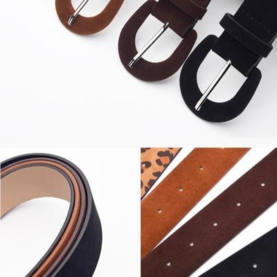 Suede Material Women's Belt Vintage Style Buckle Closure Leather Belt Simple Design High-End Feeling Waist Belt Y2K Style
