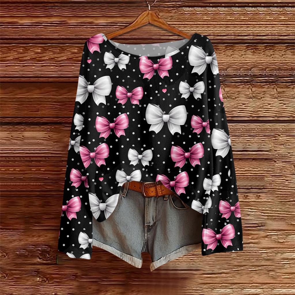Long Sleeve Shirts For Women Printed Tees Blouses Casual Plus Size Basic Tops Pullover Casual Tunic Top Loose FitShirt