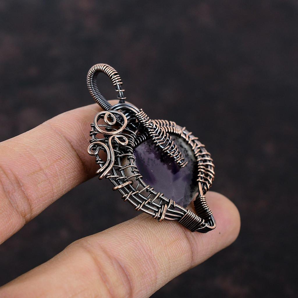 Super 23 Amethyst Pendant Copper Wire Wrapped Jewelry Gemstone Copper Pendant Handmade Jewelry Brand New Pendant Wire Wrap Pendant For Gift