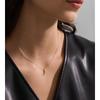 Yhpup Popular Bling Cubic Zirconia Leaf Pendant Necklace for Women Stainless Steel Golden Delicate Collar Korean Jewelry Gift