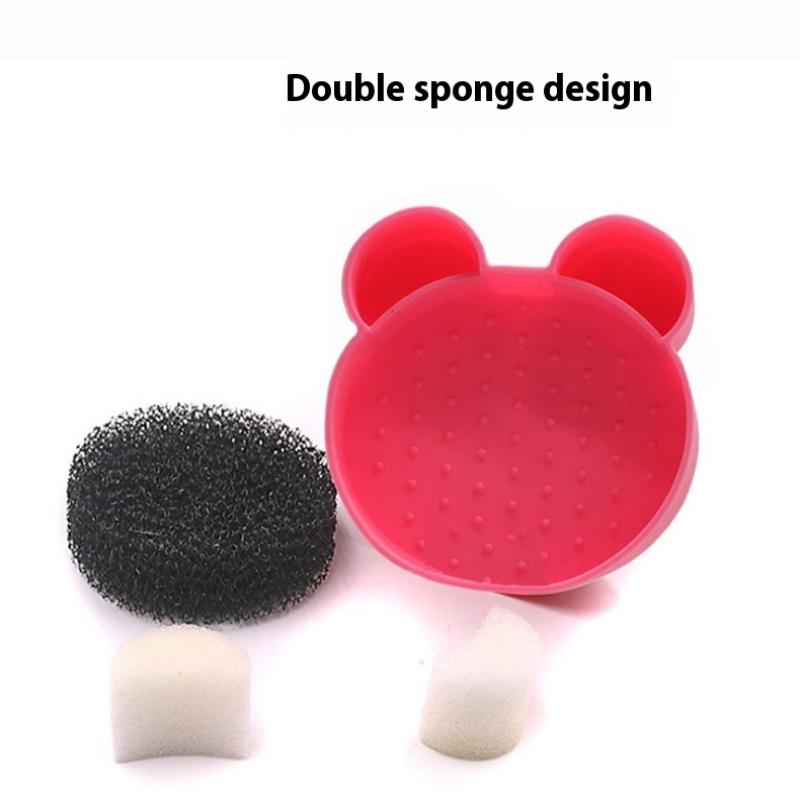 Herramienta de Limpieza de Brochas de Maquillaje ,1 Pieza de Silicona Linda Portátil con Forma de Oso Limpiador de Brochas de Maquillaje Para Prevenir Residuos de Maquillaje