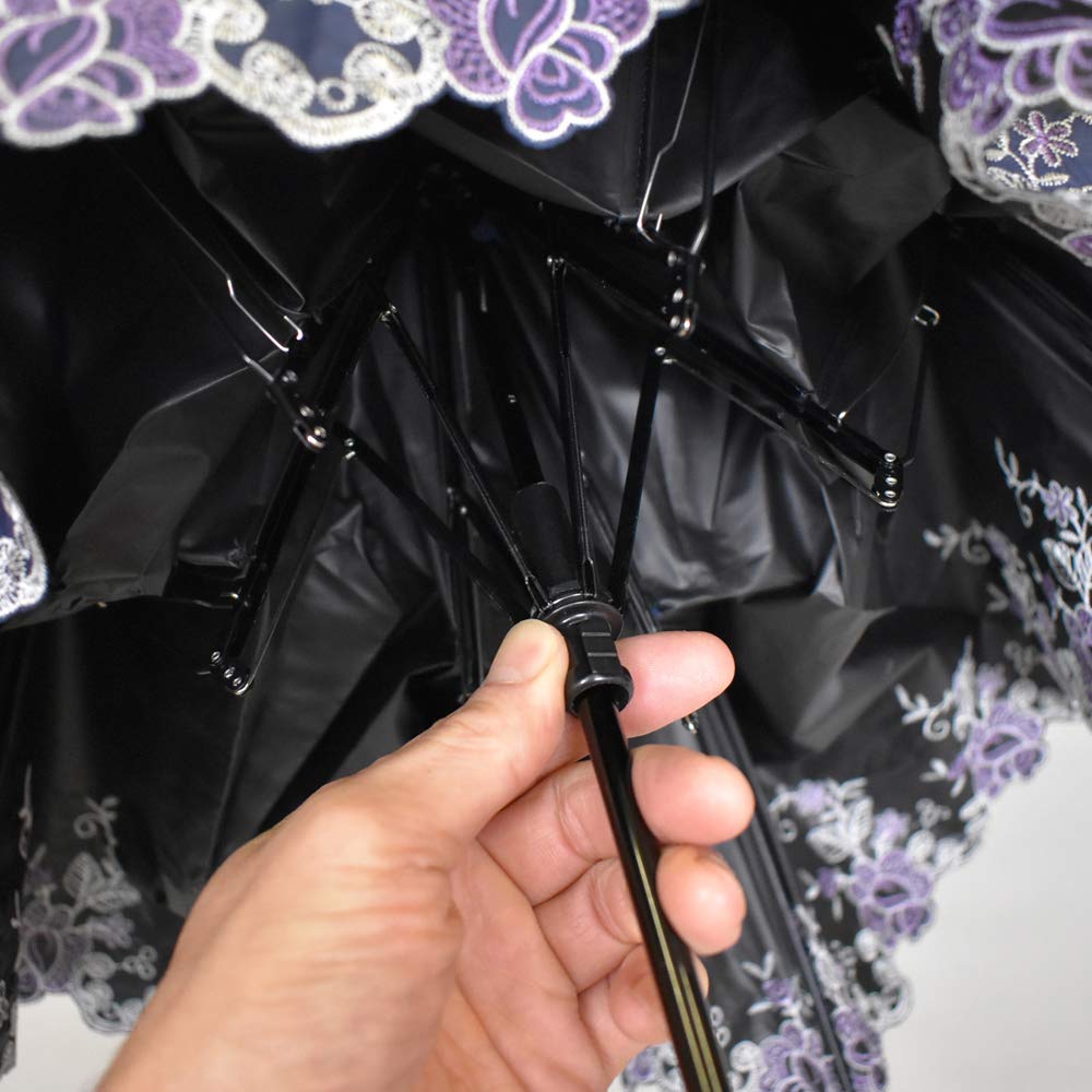 Genuine Umbrella Works Chieflace Folding 6 Easy Off-White Umbrella, Ribs, Lightweight, Open/Close