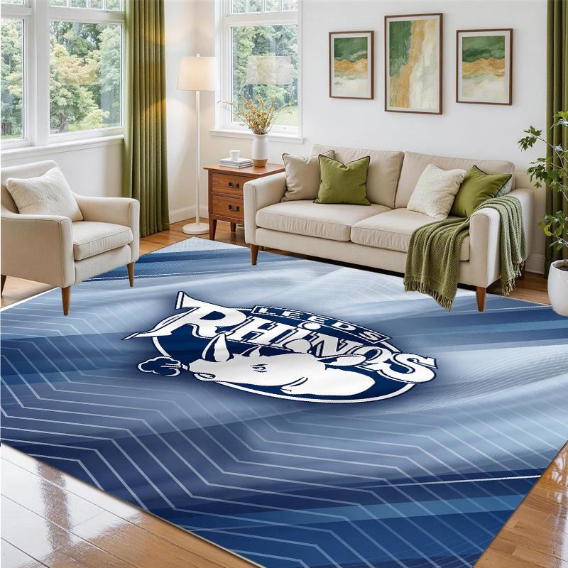Leeds Rhinos Design Crystal Velvet Rug Soft Decorative Mat for Bedroom Entrance