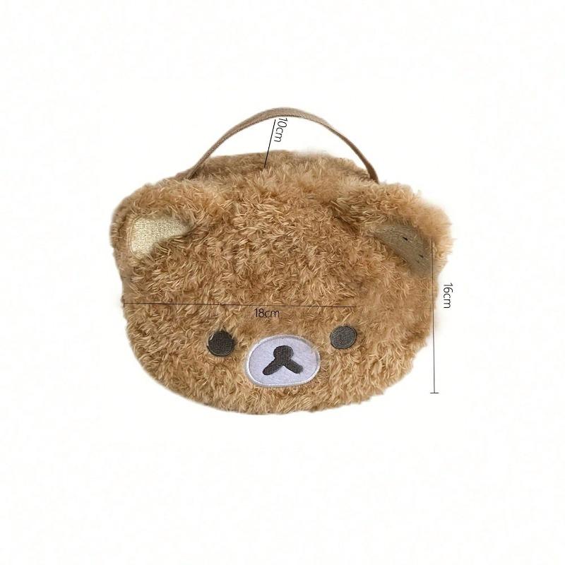 1PC Ladies Cute Plush Bear Makeup Bag - Portable Travel Bag, Embroidery, And Mesh Compartments For Storing Daily Essentials