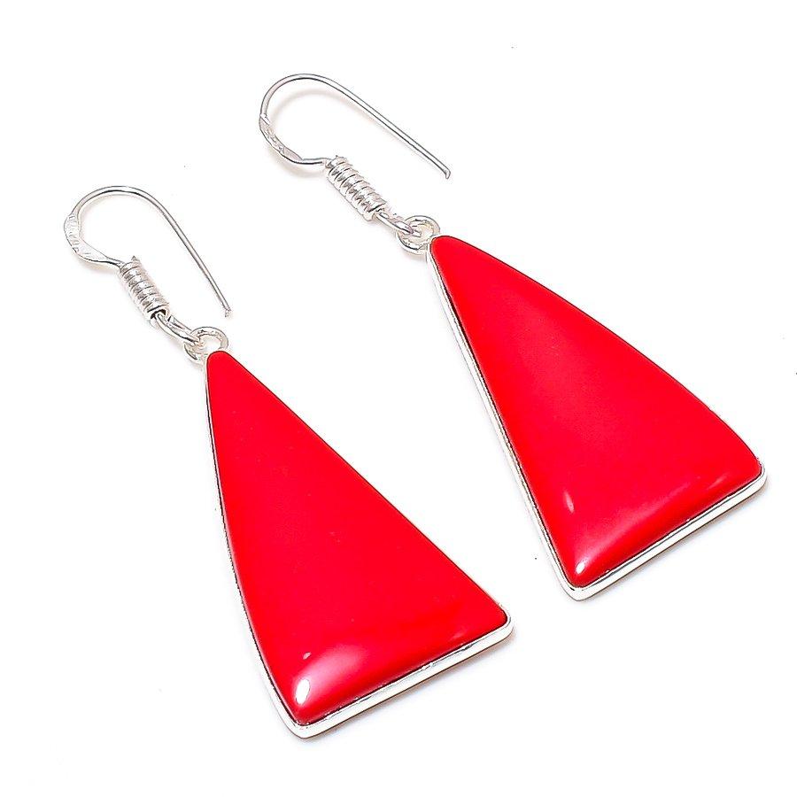 

Подарочные серьги из стерлингового серебра 925 пробы с натуральным итальянским красным кораллом 2,13 дюйма s3f62