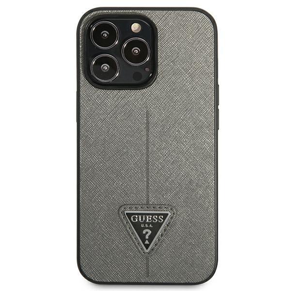 Guess Guhcp14Lpsatlg Iphone 14 Pro 6,1 Srebrny/Silver Hardcase Saffianotriangle Logo