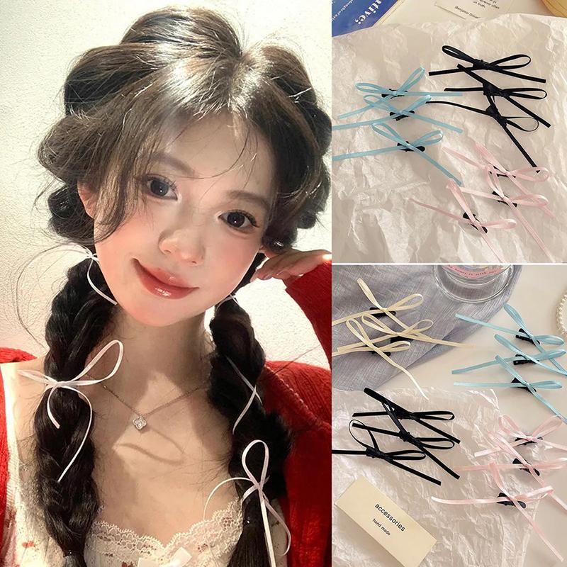3Pcs Sweet Thin Silk Ribbon Bowknot Hair Clips  Cute Barrettes For Women Girls Colorful Lace Hair Clip Hair Accessories
