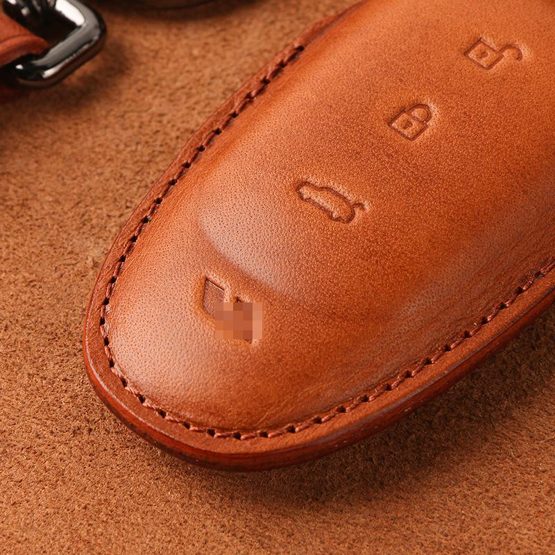 Premium Cowhide Genuine Leather Key Case for L9 Model - Ideal Car Key Protector