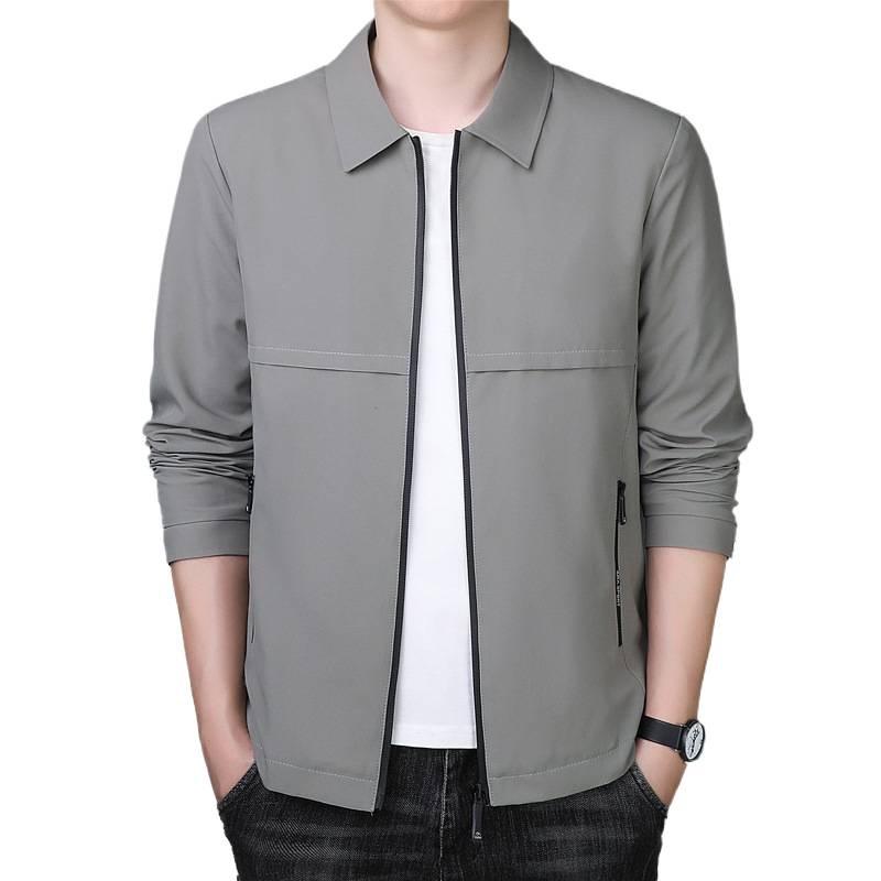 Men's Woodpecker Turn-Down Collar Jacket - Trendy Spring-Autumn Executive Coat, Versatile Business Wear for Dad.