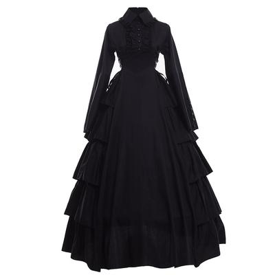 Gothic Lolita Medieval European Long Plus Stage Costume [FAD-4U] Dress, Black, Style, Sleeves, Size, Cosplay, Costume, Halloween, Photography,