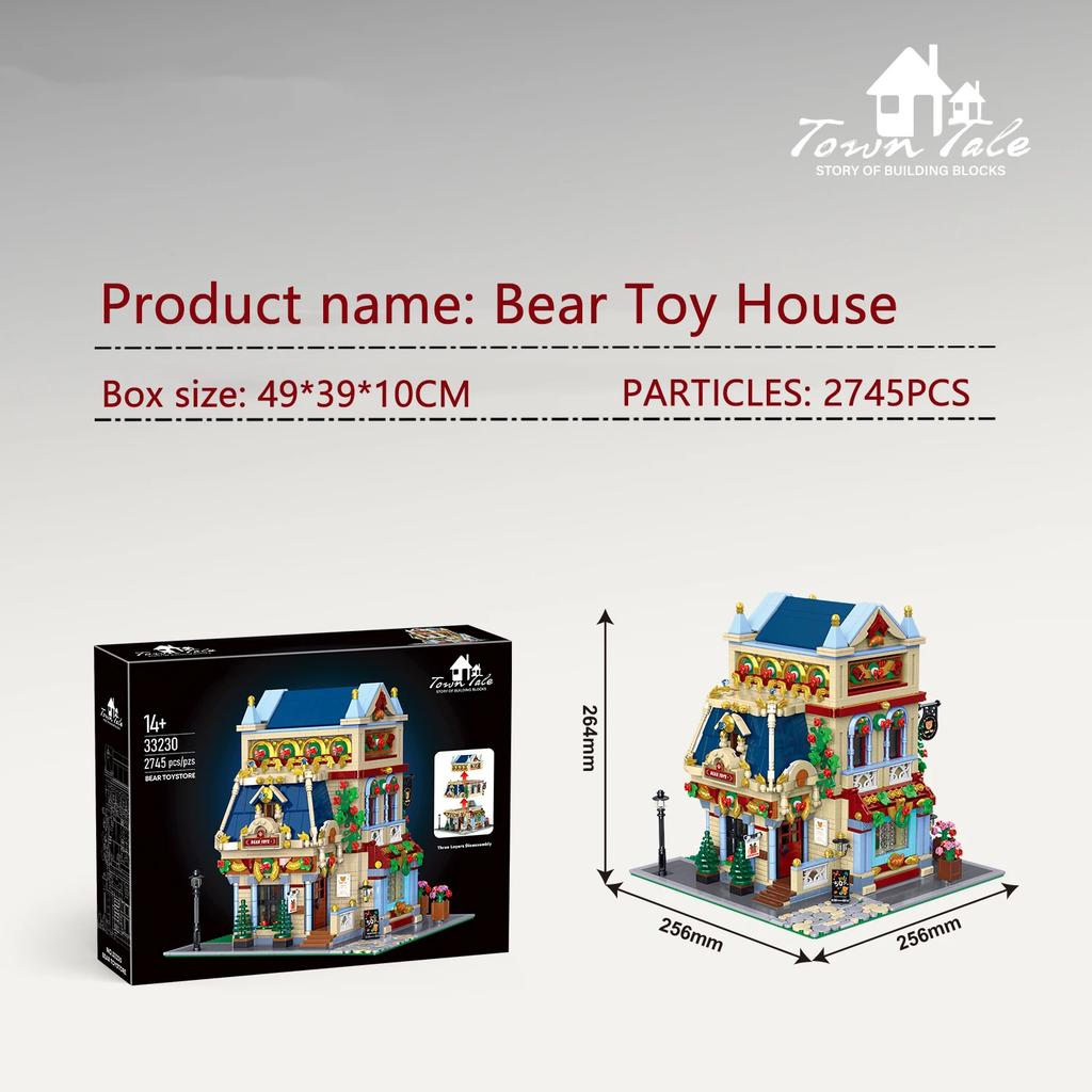 Non-Toxic 2745Pcs Bear Toy House Building Blocks Creative City Street View Moc Bricks Model Desktop Display Ornaments Kids Holiday Gifts