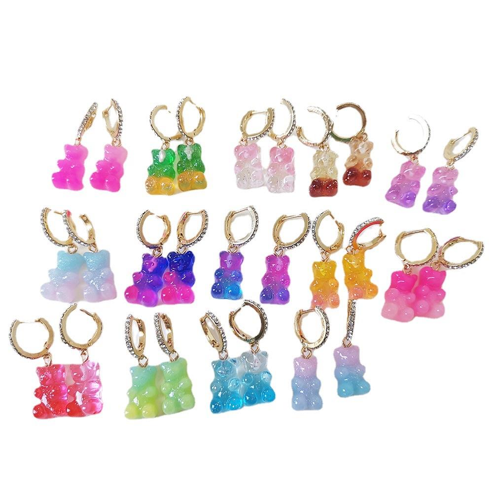 Playful Bear Resin Candy Earrings Fashionforward Animal Design Plated Finish