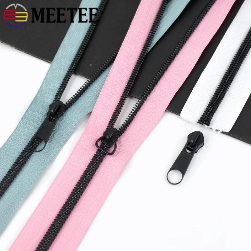 1-5M 5# Meetee Nylon Zippers with Zip Puller Sliders Bag Jacket Zips Tape By The Meter Plastic Coil Zipper Sewing Accessories