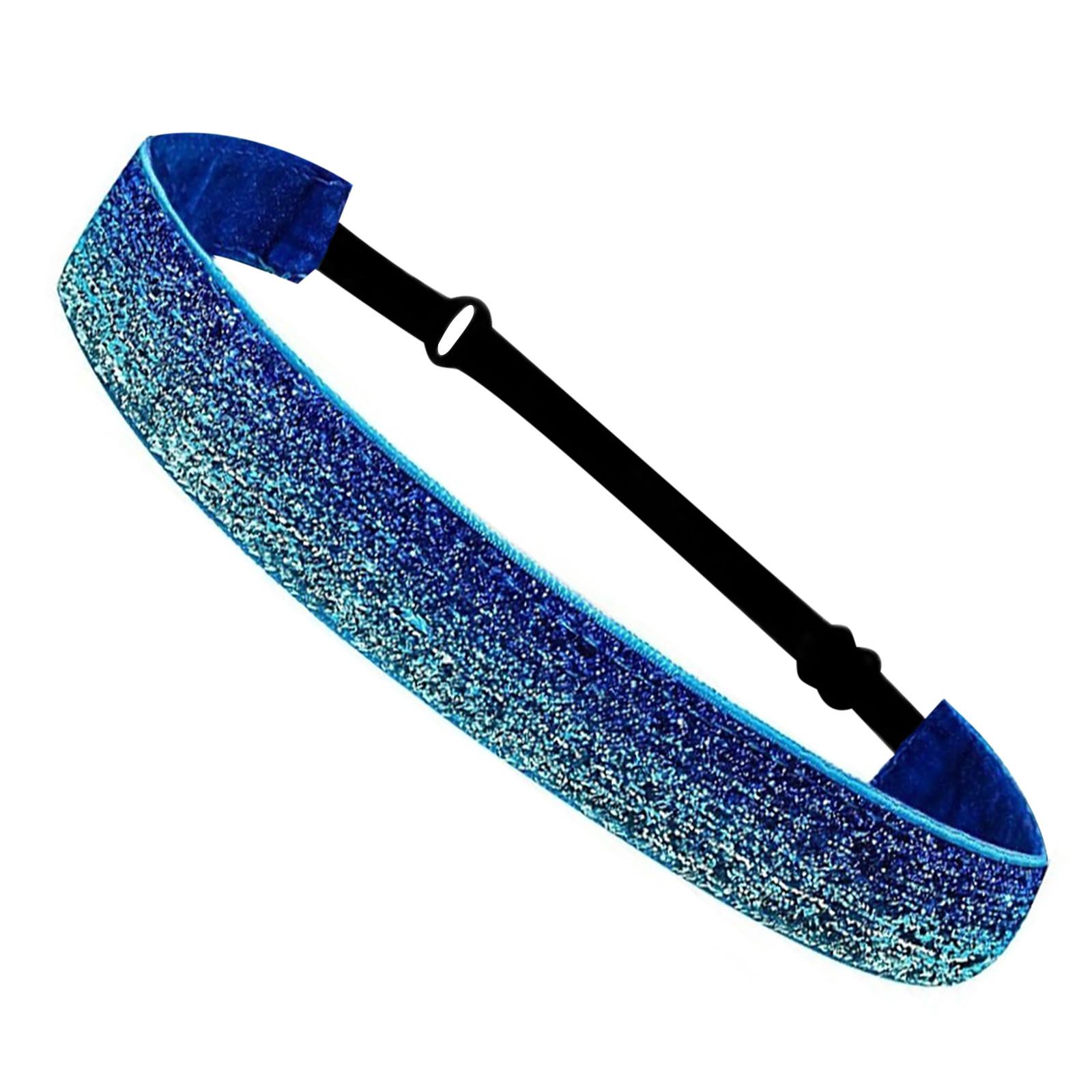 

(проектор) Нескользящая головная повязка для волос с блестками, милый эластичный головной убор, спортивная повязка на голову для йоги One Size темно-синий