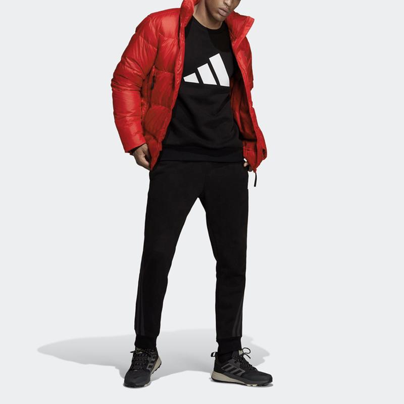 Adidas Letter Logo Pattern High Collar Zip-Up Down Jacket Men Outerwear Red GV5348