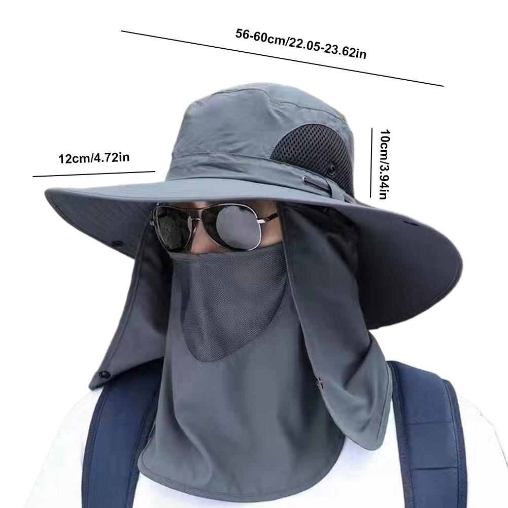 Fishing Hat for Men Breathable Sun Hat with Face Cover Neck Flap Wide Brim Bucket Hat Protection for Fishing Hiking Camping
