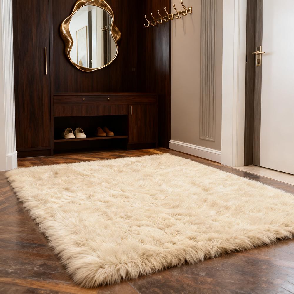 Imitation Wool Rug Artificial Sheepskin Fluffy Plush Carpet for Bedroom Soft Warm Home Decor Children Rugs Living Room Rug White