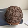 Y2k Leopard Print Beret Flat Painter Cap American Leopard Newsboy Cap  Outdoor