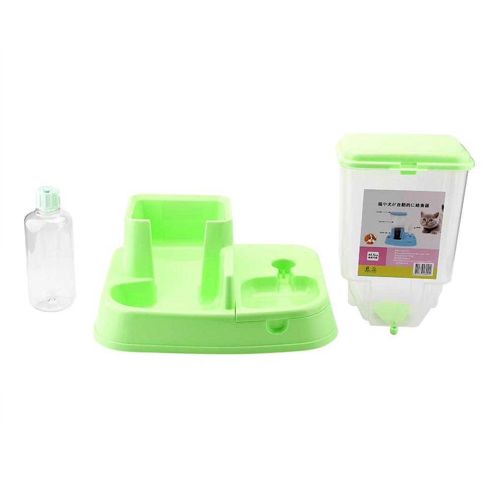 Automatic Pet Feeder Detachable Food Dispenser Water Bottle Cats Dogs Feeding Tool Pink