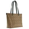 Nova Bolsa Tote COACH Gallery em Lona Revestida com Couro, Bolsa de Compras, Bolsa de Mão, Bolsa de Ombro Feminina Cáqui 79609-IMRQE
