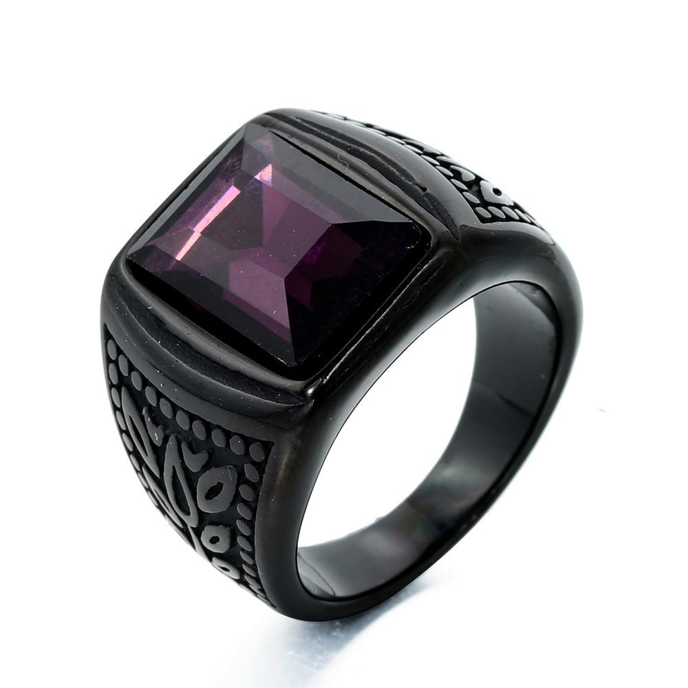 

Кольцо из нержавеющей стали с драгоценным камнем, модное титановое стальное мужское ювелирное изделие, уникальный дизайн с узором No. 13