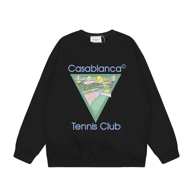 American Trendy Brand Casablanca Crew Neck Sweater Hoodie Men's Couple Ins Autumn and Winter Thickened Long-sleeved Women's T