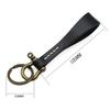 Simple Handmade High Quality Cowhide Keychain Lanyard Retro Copper Horseshoe Buckle Key Ring Pendant Gift